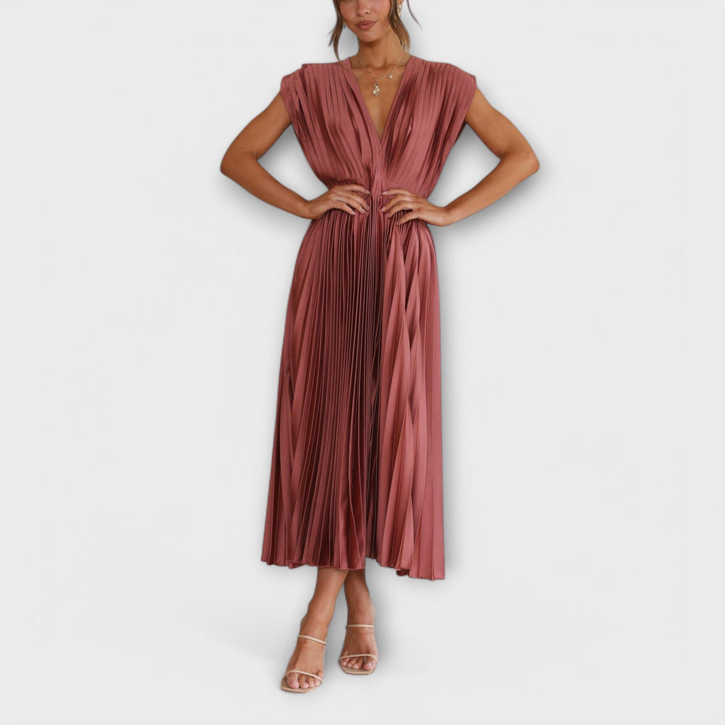 Maria - Robe Plissée Élégante Rose Poudré