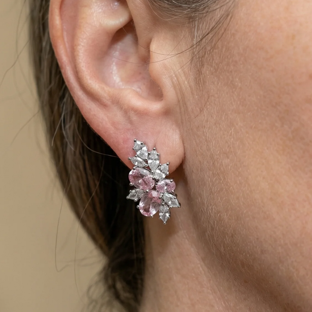 Boucles d’oreilles fleurs Talia | Or blanc