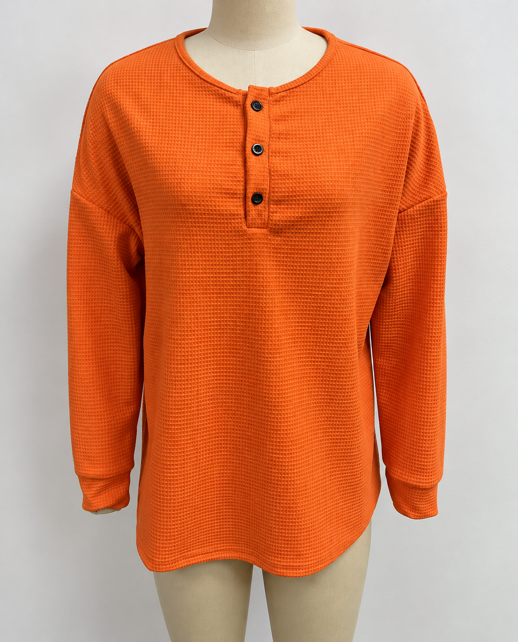 Hélène – Pull col tunisien en maille gaufrée