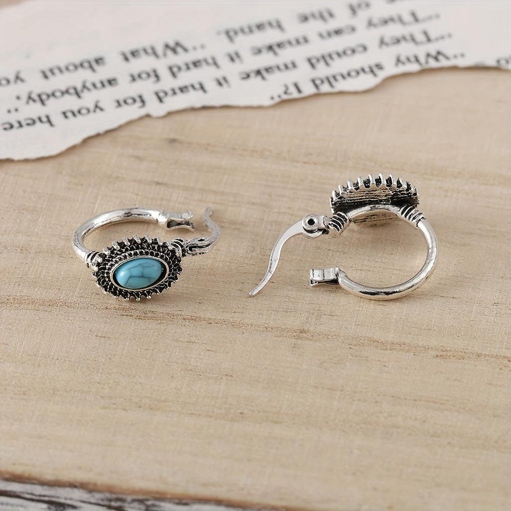Créoles turquoise à motif blason | Or blanc
