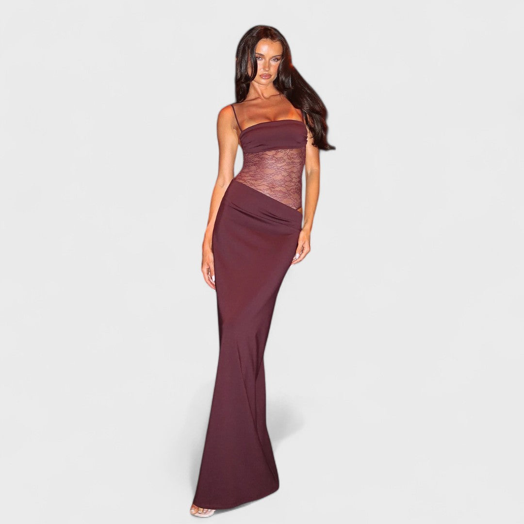 Hanne - Robe Longue Crème Color-Block