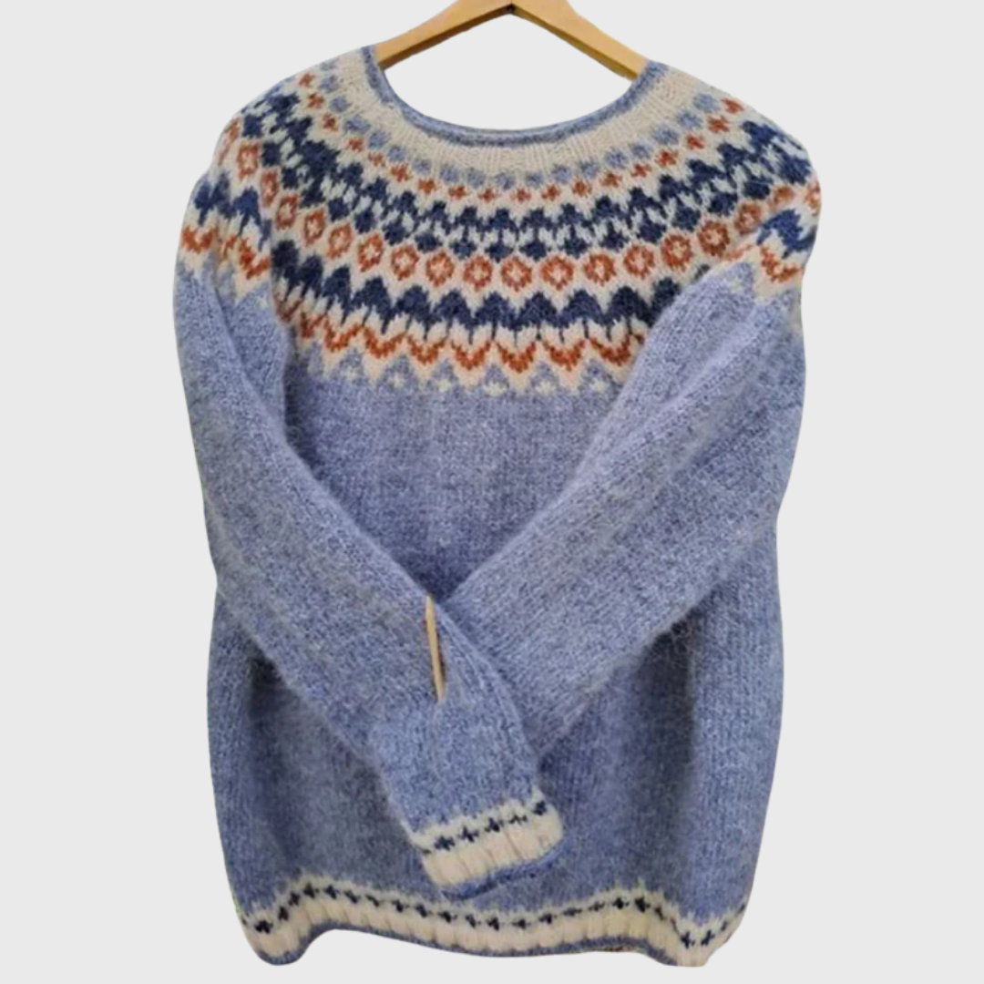 Granite Peak | Pull Bleu Clair à Motif Norvégien
