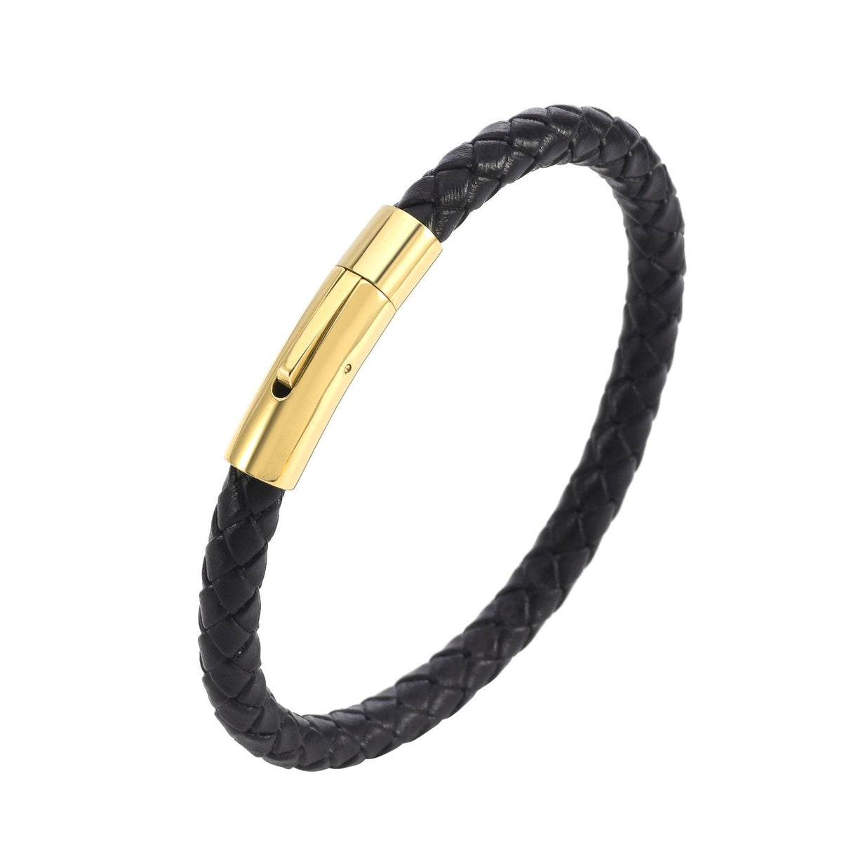 Geflochtenes Lederarmband Valor | Weißgold