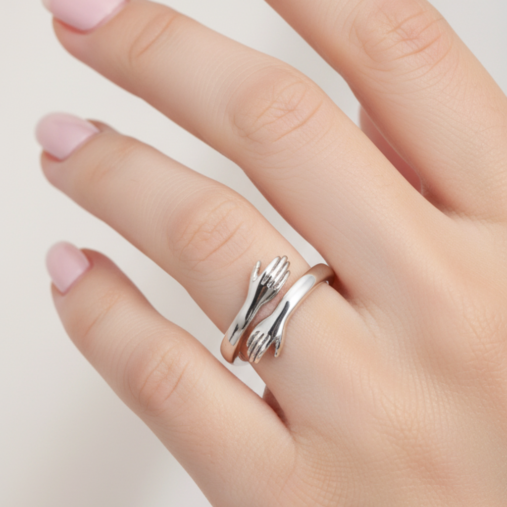 Verstellbarer Ring „Umarmung“ in Weißgold