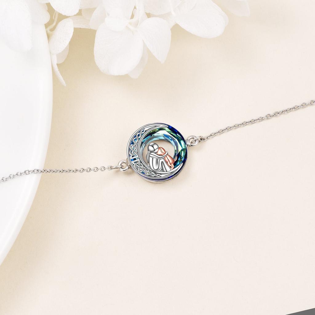 Verstellbares Armband mit Hundeanhänger in Weißgold