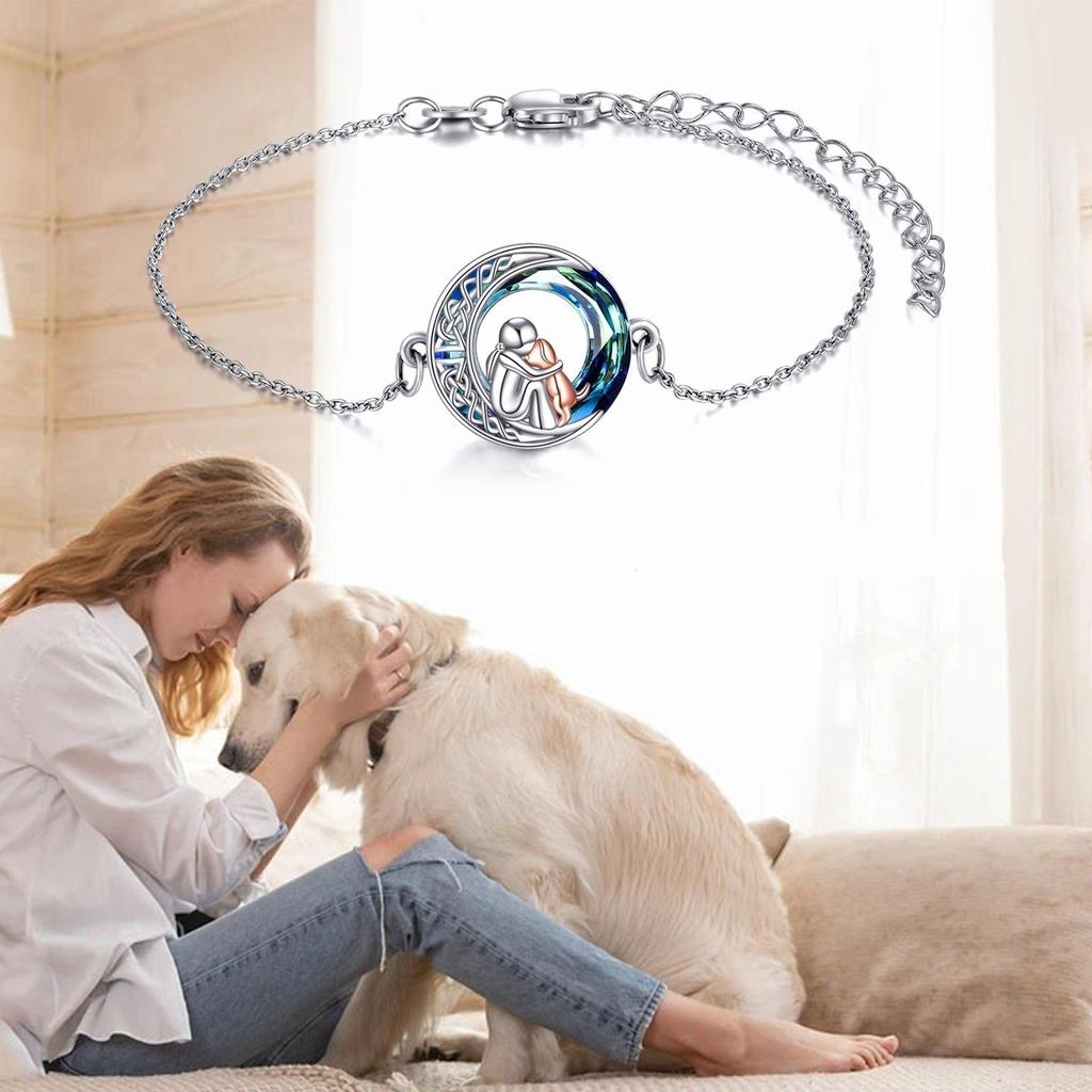 Verstellbares Armband mit Hundeanhänger in Weißgold