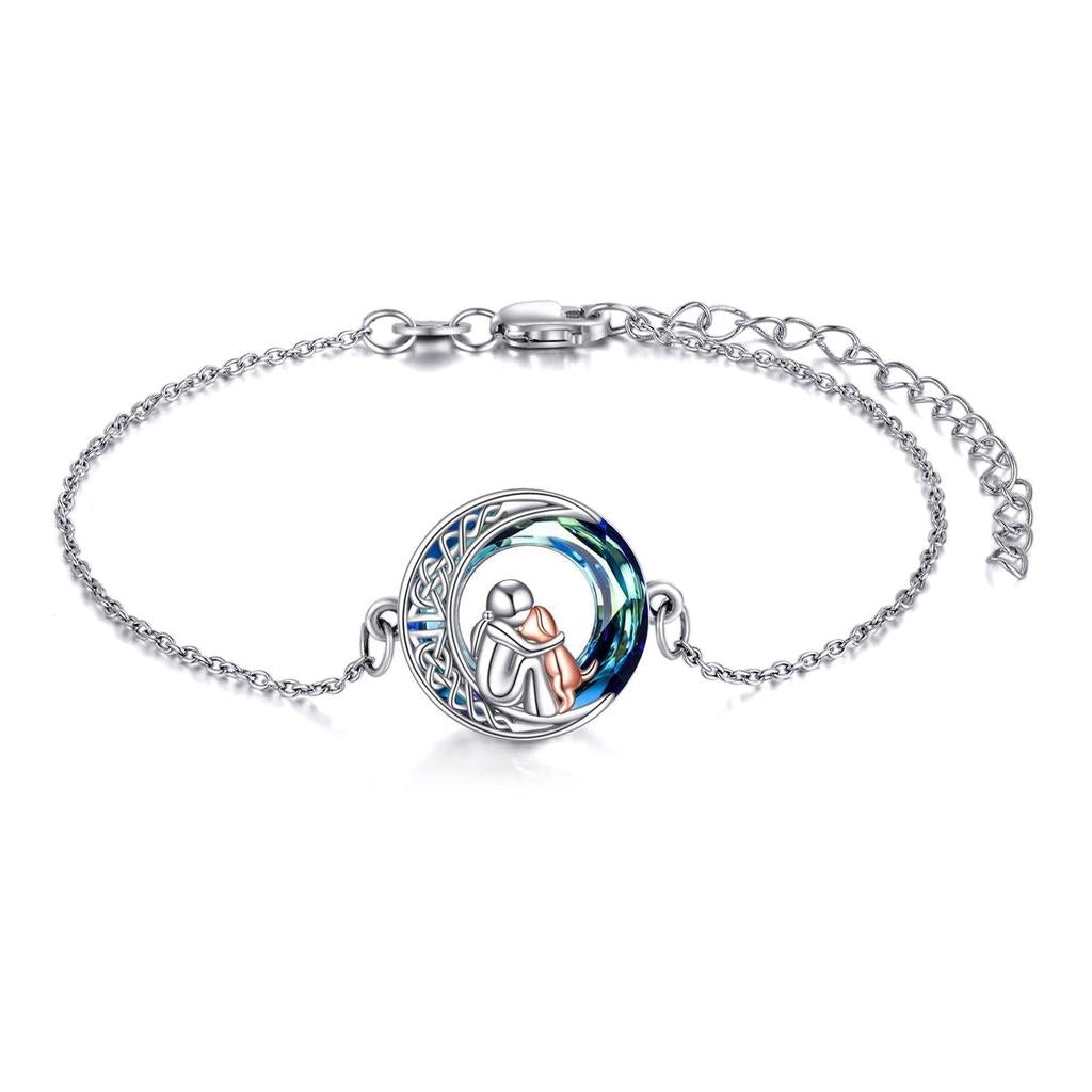 Verstellbares Armband mit Hundeanhänger in Weißgold