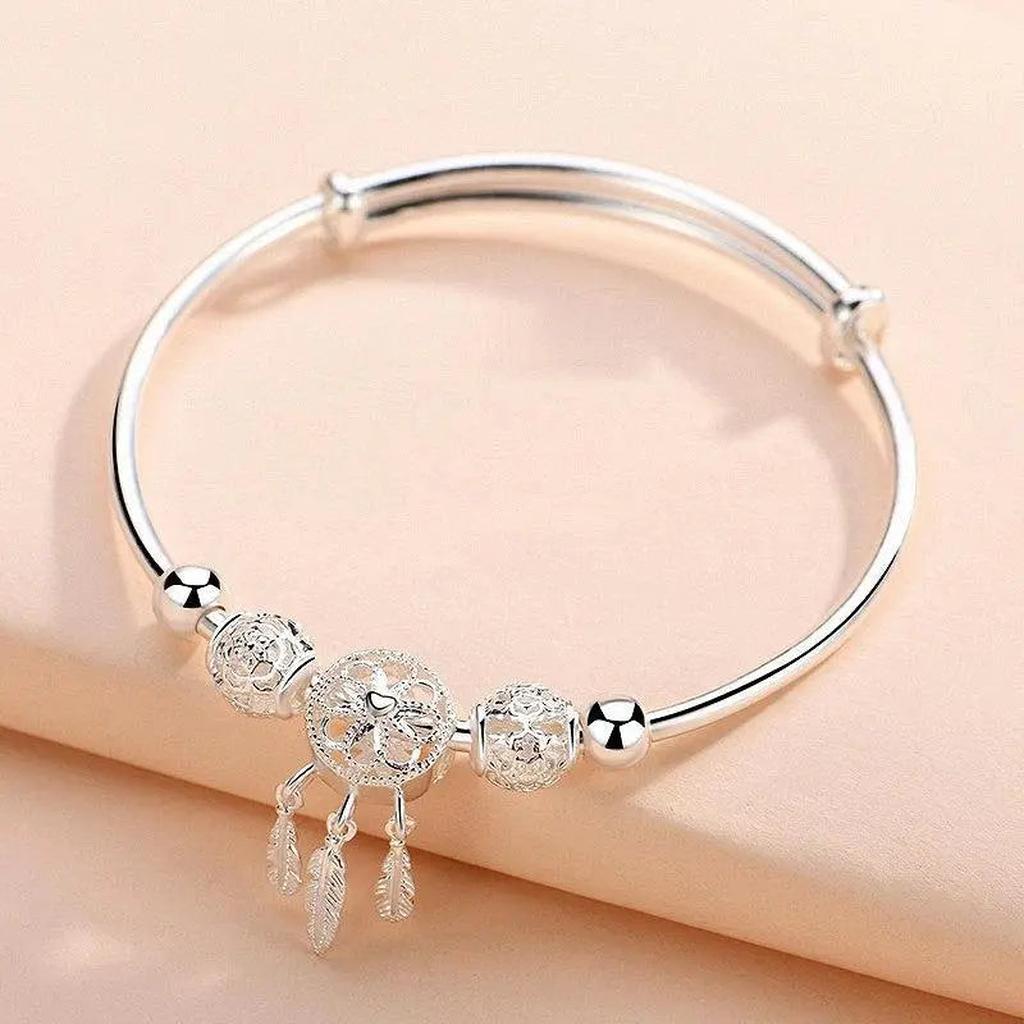 Verstellbares Traumfänger-Armband in Weißgold