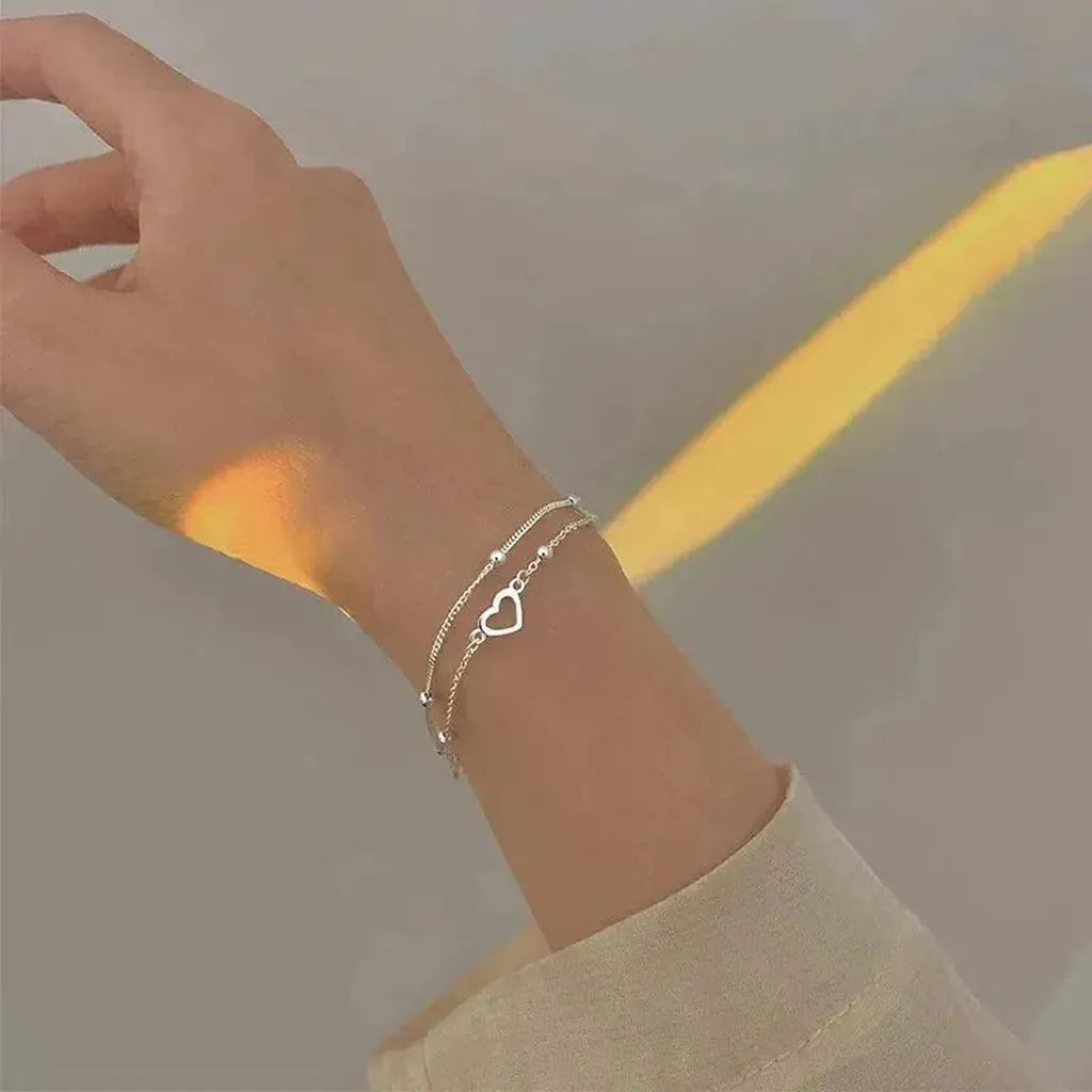 Verstellbares Weißgold-Armband mit Herz