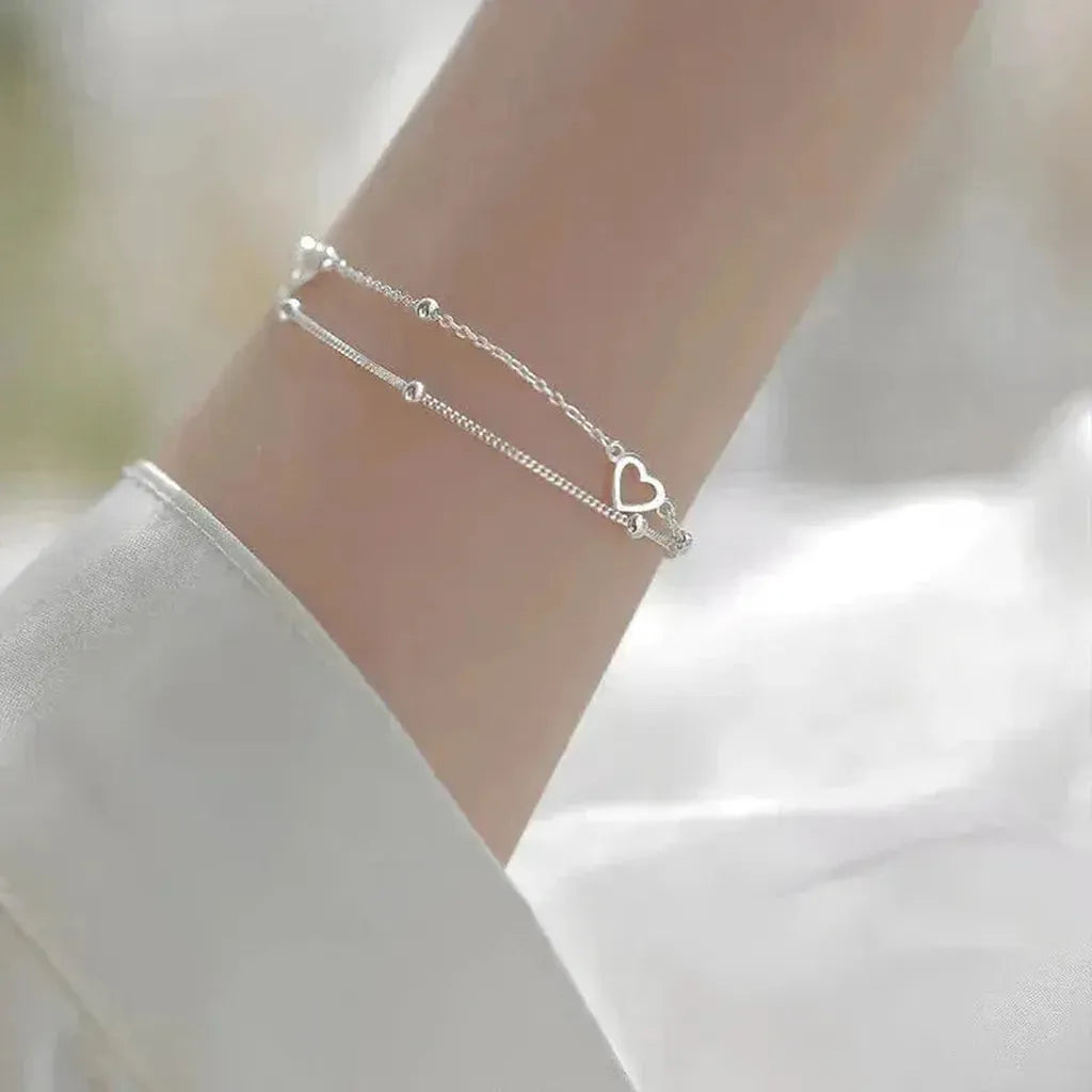 Verstellbares Weißgold-Armband mit Herz