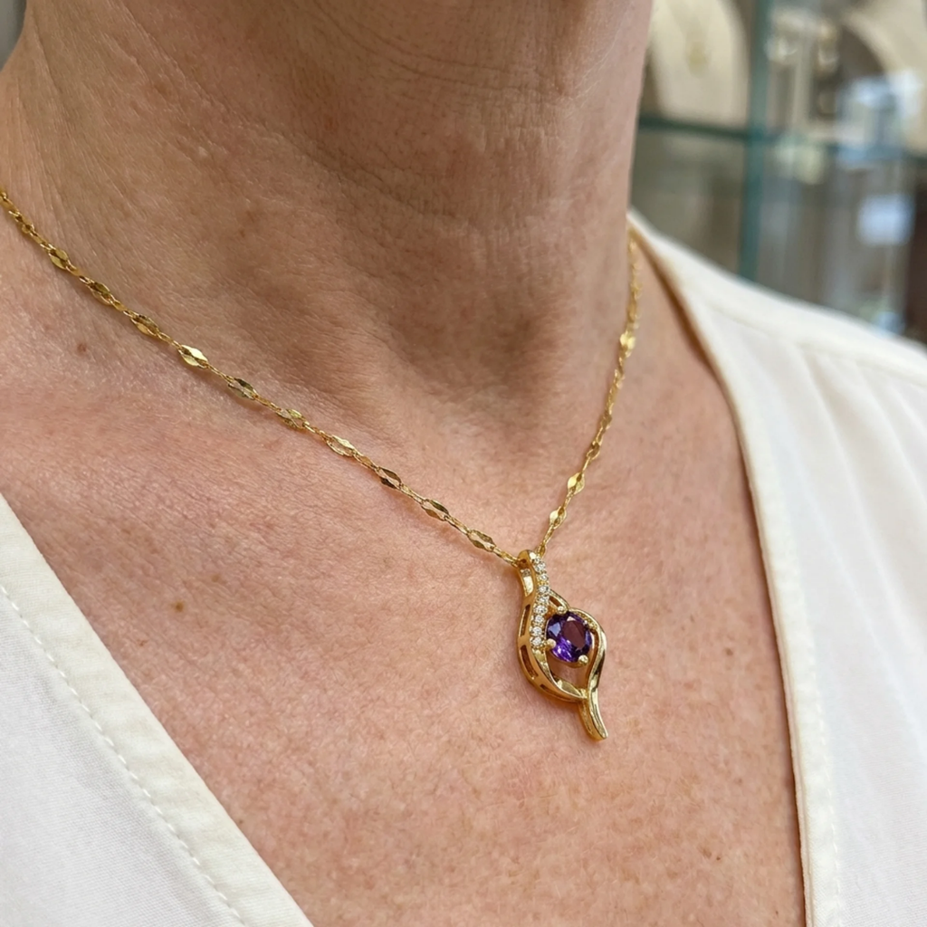 Amethyst-Halskette „Wirbel“ Vespera | Gold
