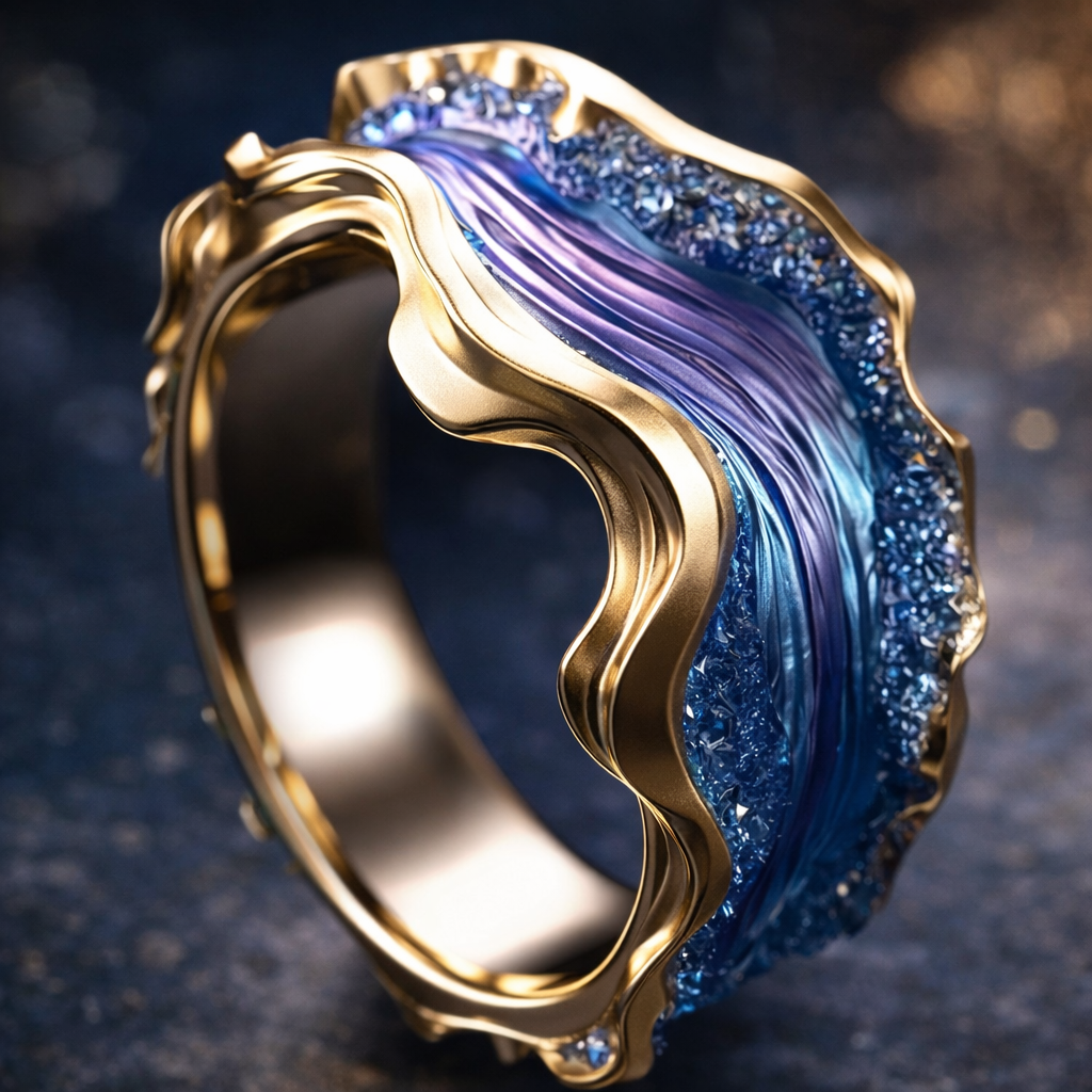 Vintage-Goldring „Ozean“