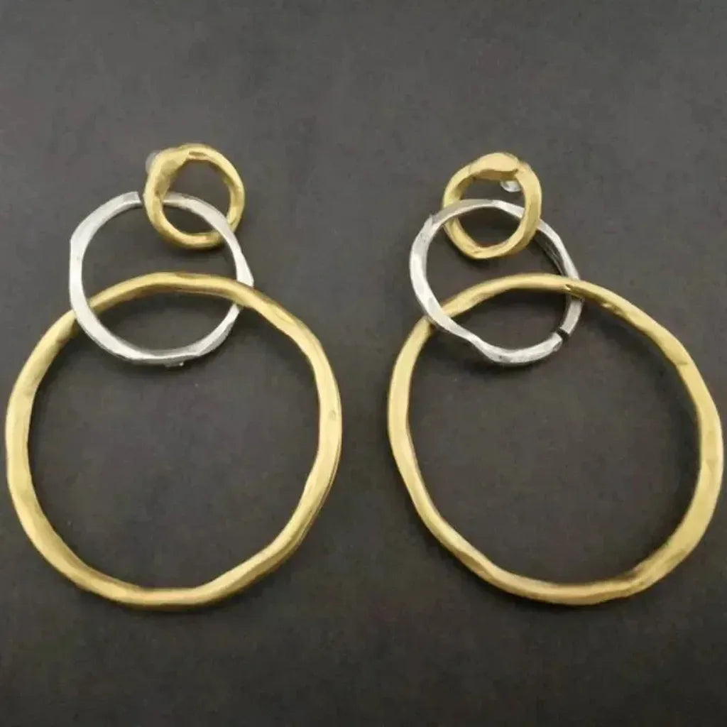 Boucles d’oreilles vintage dorées et effet or blanc
