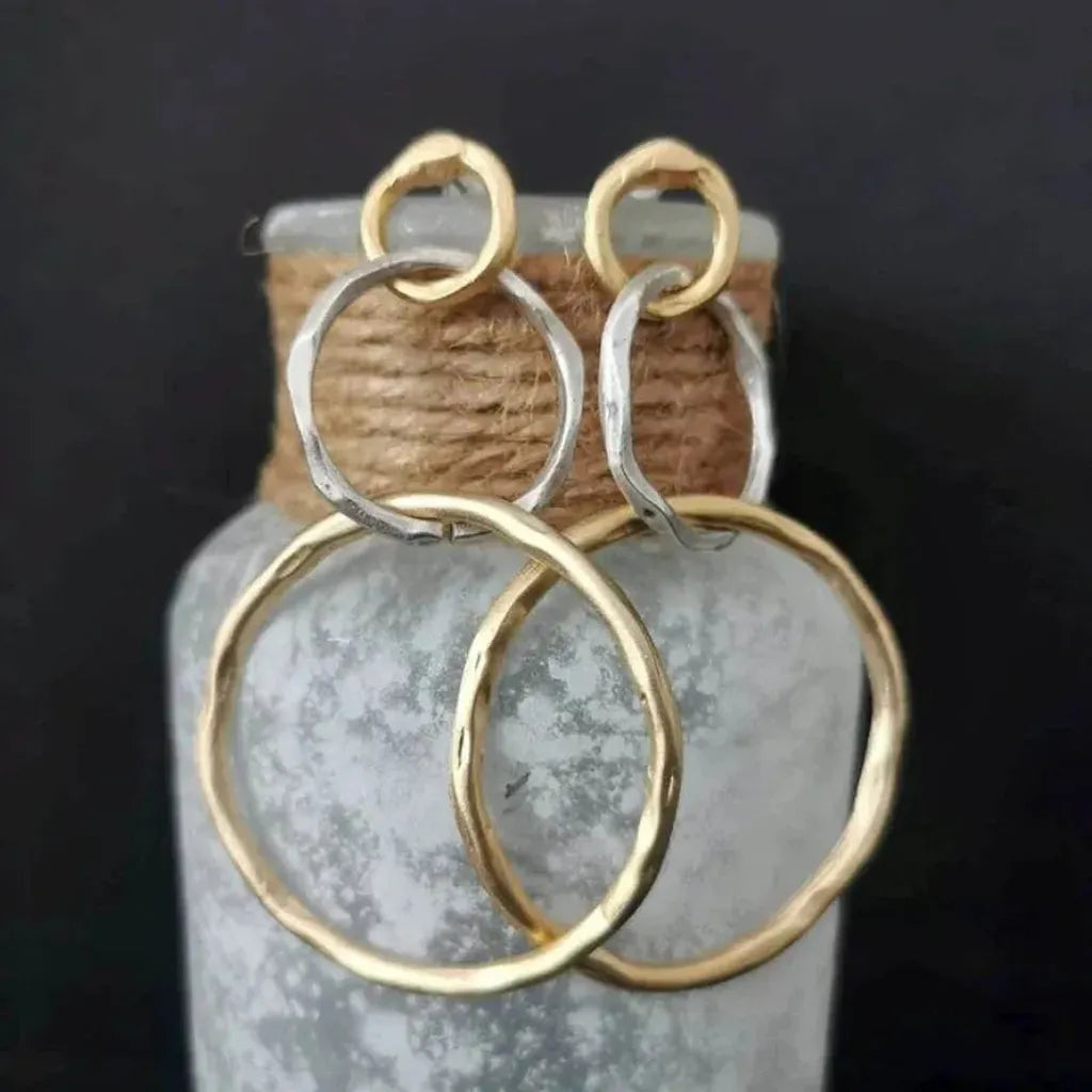 Boucles d’oreilles vintage dorées et effet or blanc