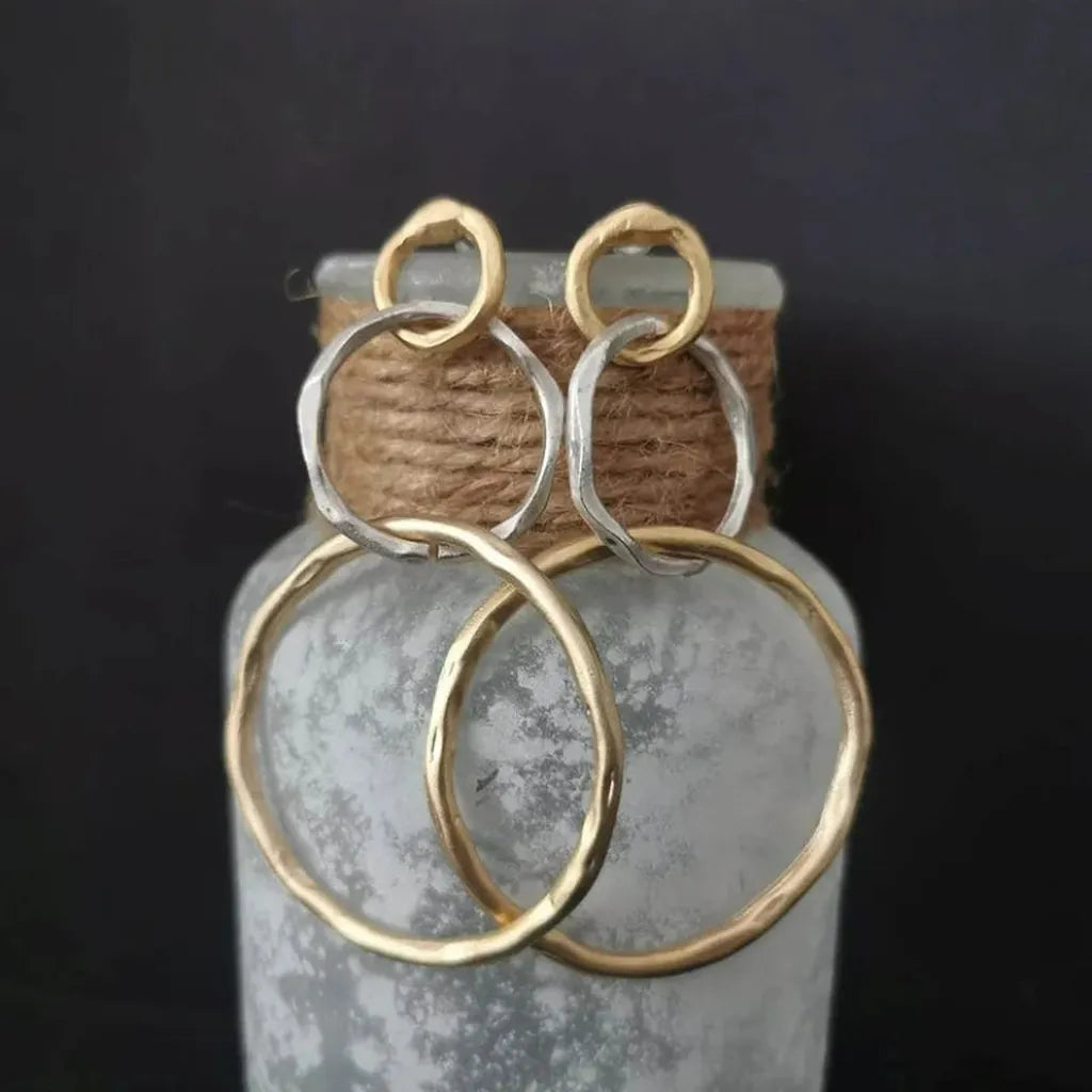 Boucles d’oreilles vintage dorées et effet or blanc