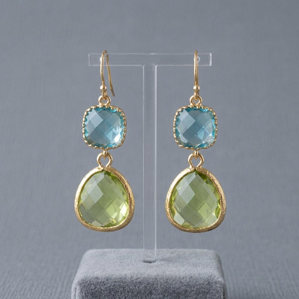 Boucles d’oreilles vintage à turquoise et pierre de lune