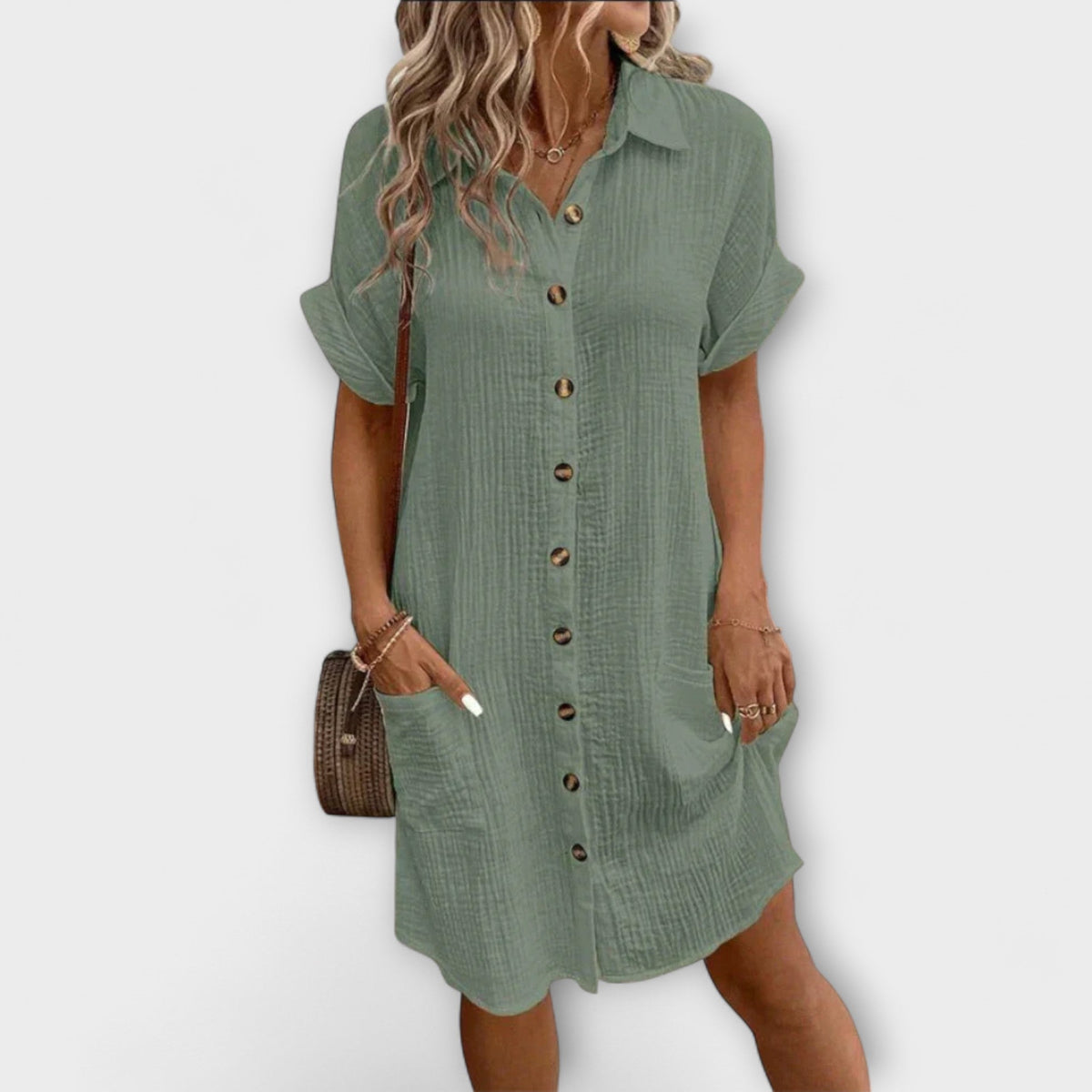 Aria - Robe Chemisier Blanche à Boutons