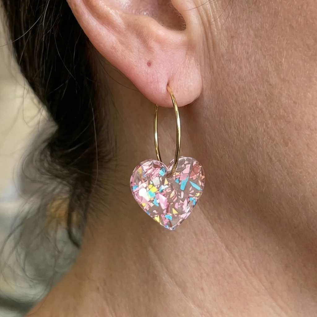 Boucles d’oreilles cœur « Prune sucrée » | Doré