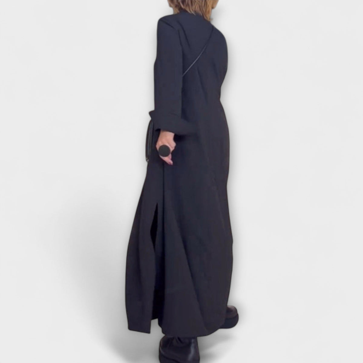 Caroline - Robe Longue Fluide Bleu Foncé