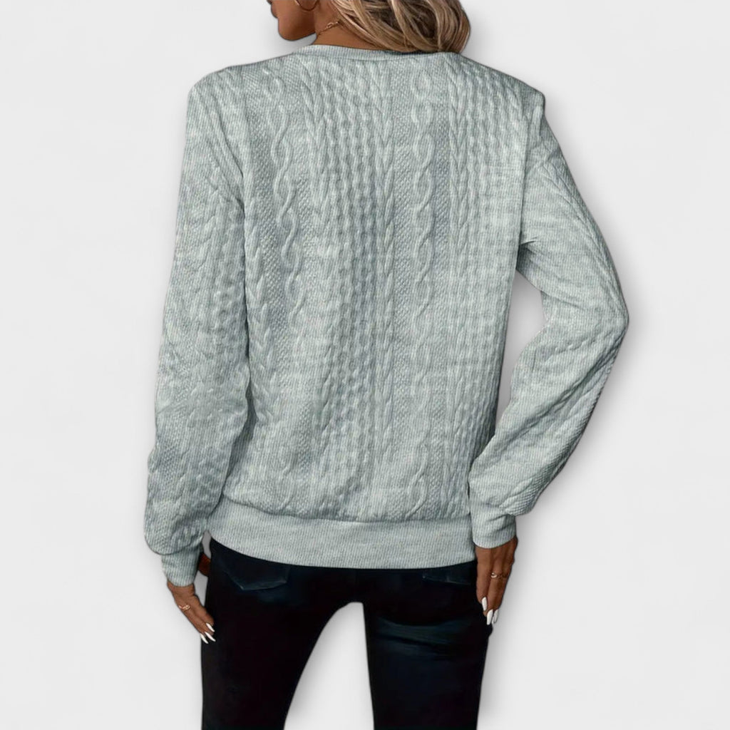 Joy - Pull Tricoté Élégant Blanc à Torsades