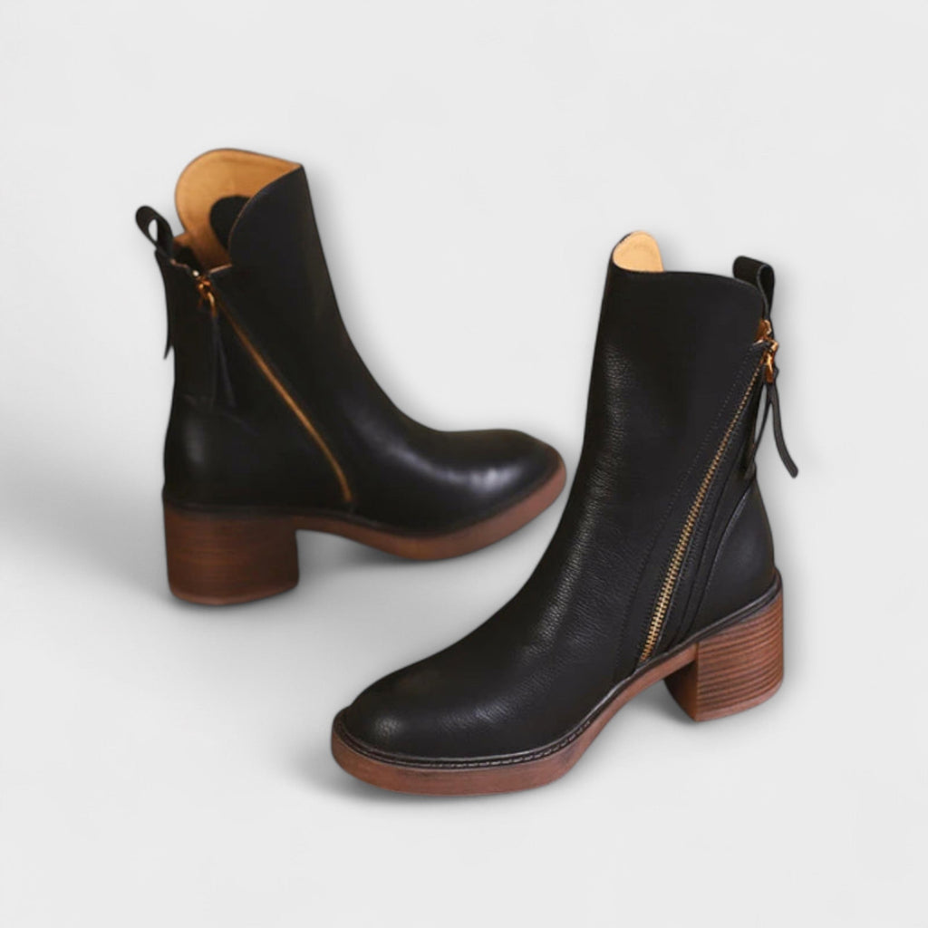 Marlene - Bottes en Cuir à Talon Carré