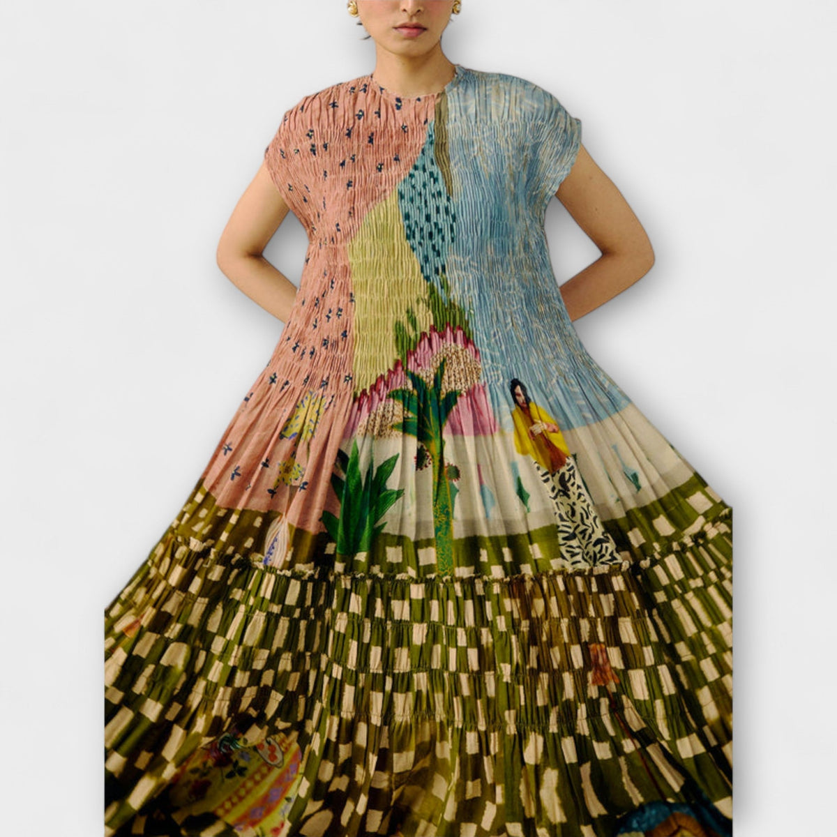 Amara - Robe Longue Plissée à Imprimé Animal