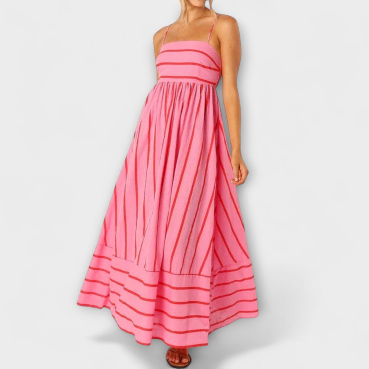 Svea - Robe Longue Rose Rayée