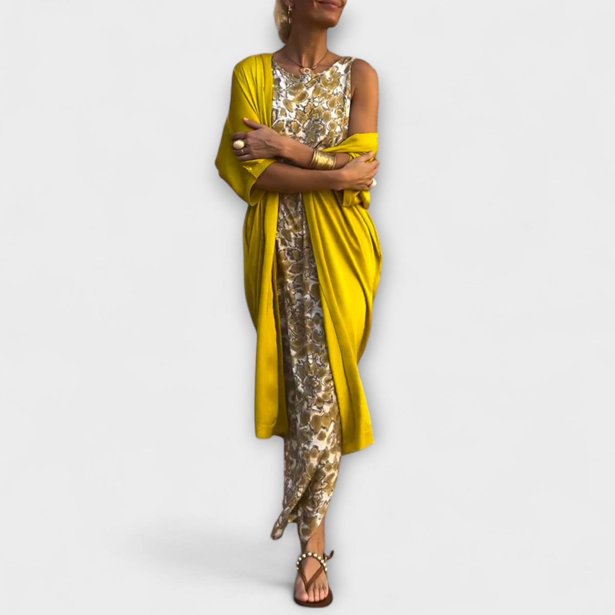 Viviana - Ensemble Élégant Pailleté Jaune