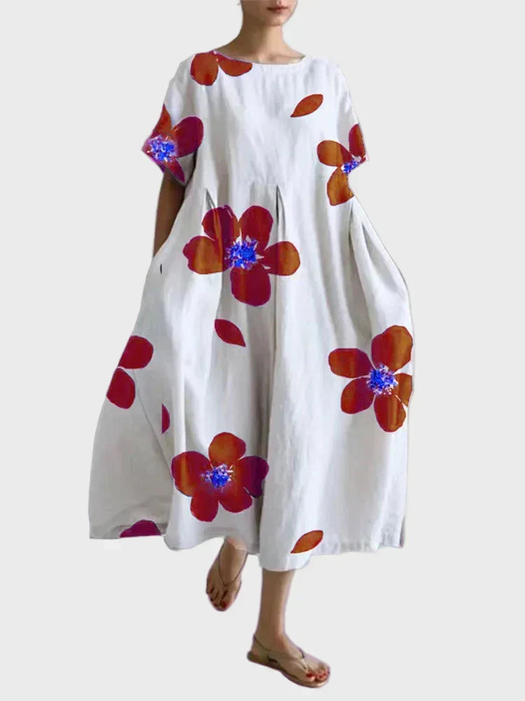 Robe Blanche à Fleurs Vertes