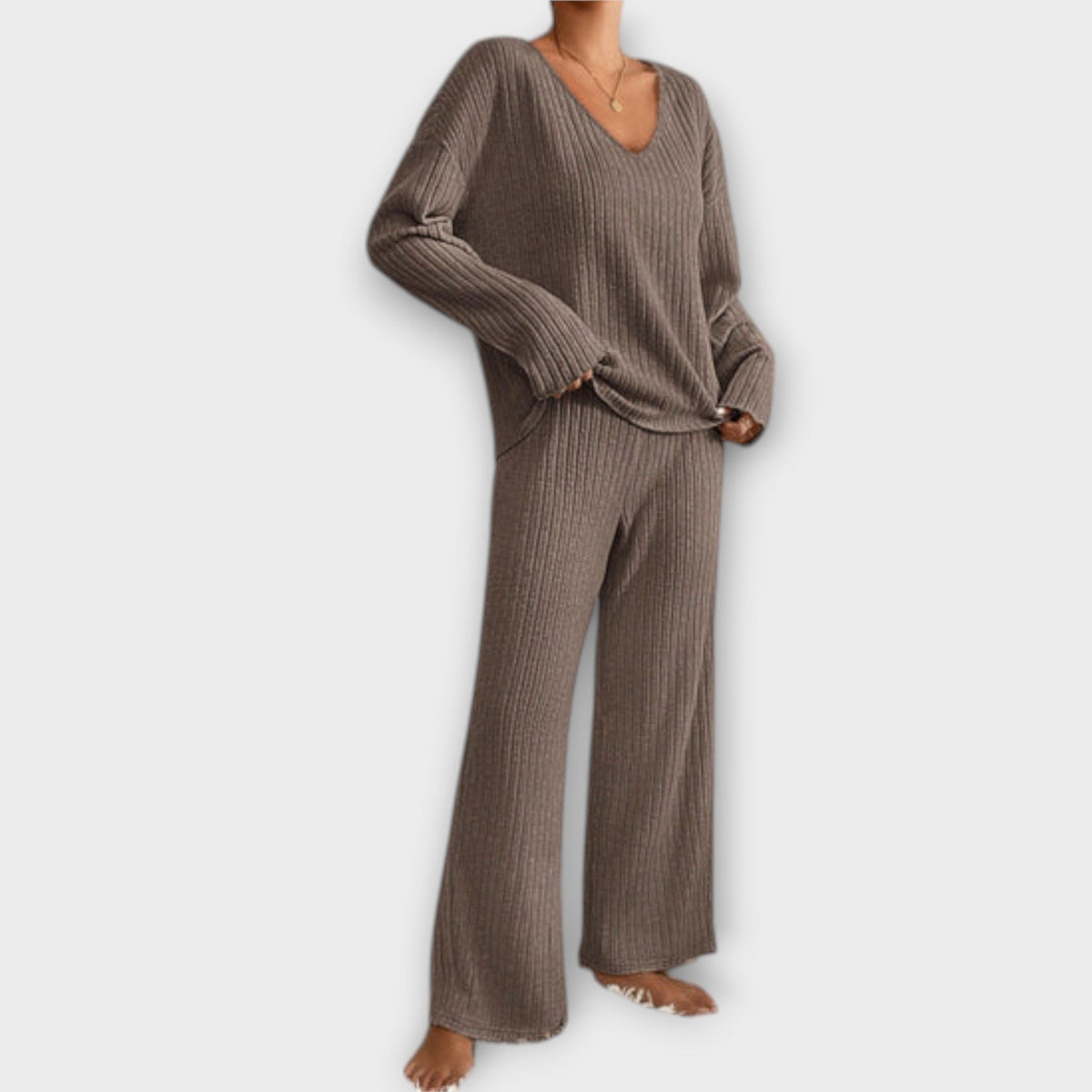 Kathy - Ensemble Tricoté Confortable Beige