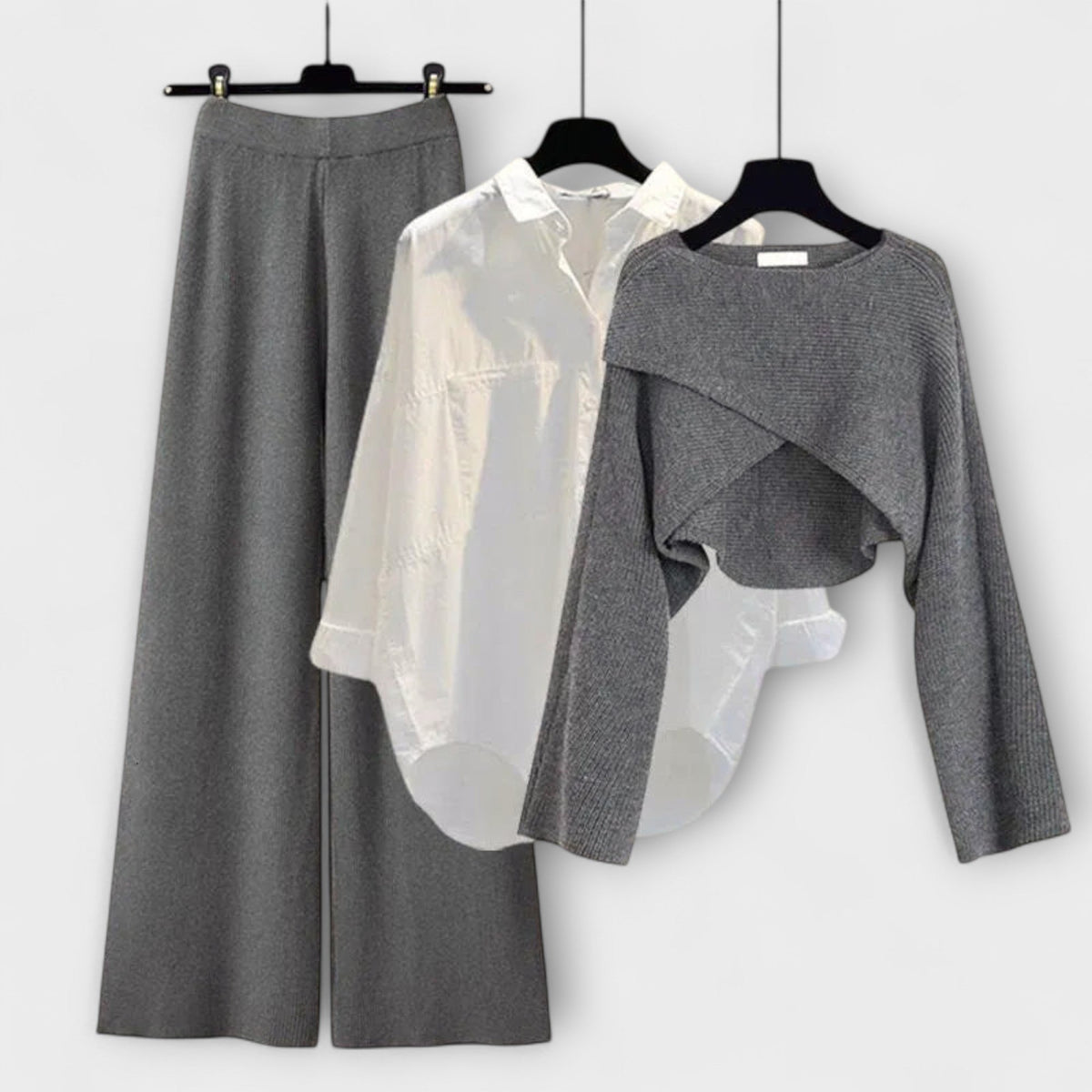 Tanja - Ensemble 3 Pièces Confortable Gris à Manches Longues