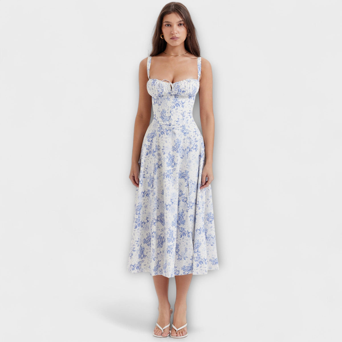 Zipporas - Robe Bustier Cintrée à Fleurs de Printemps