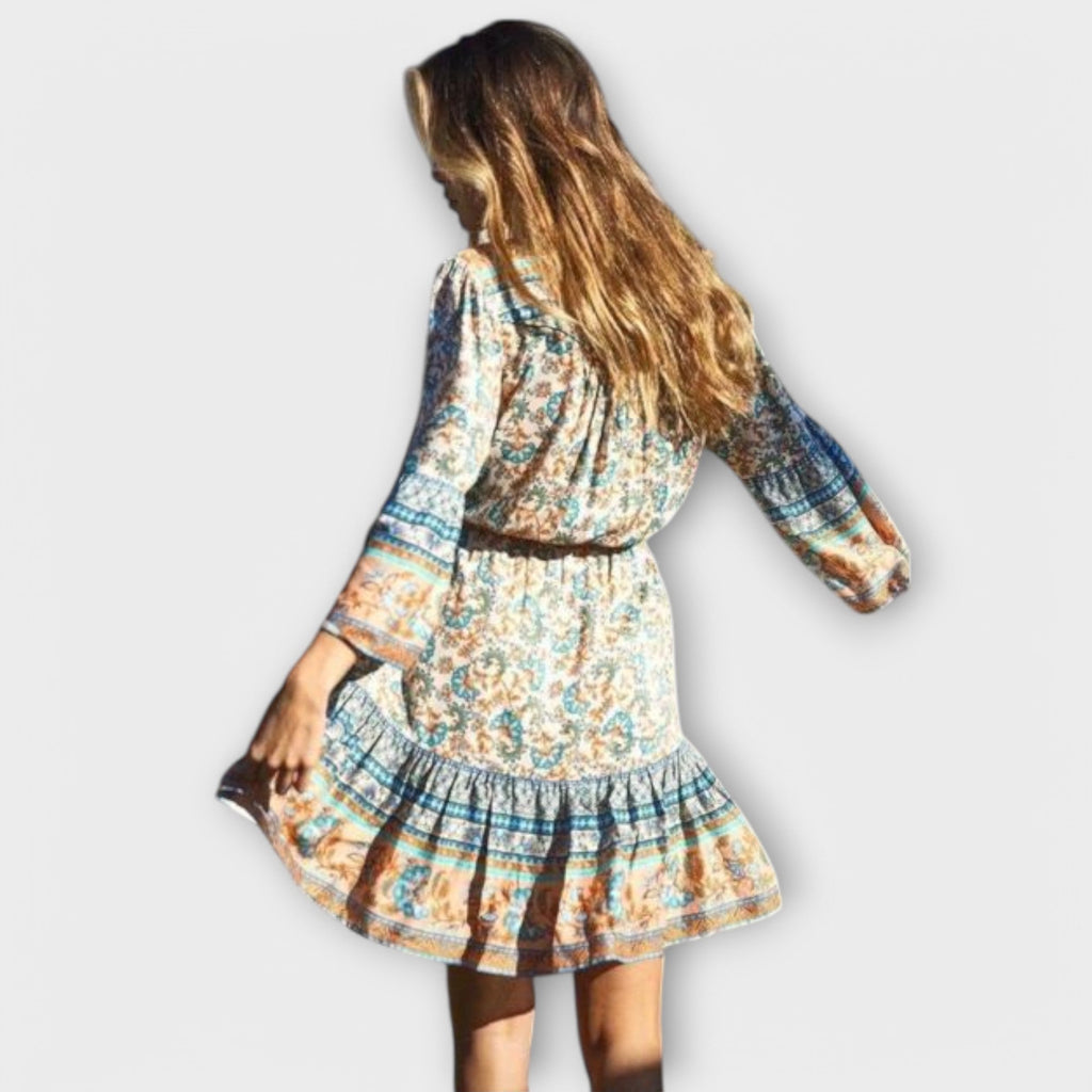 Keitha - Robe Bohème Courte à Motif Coloré