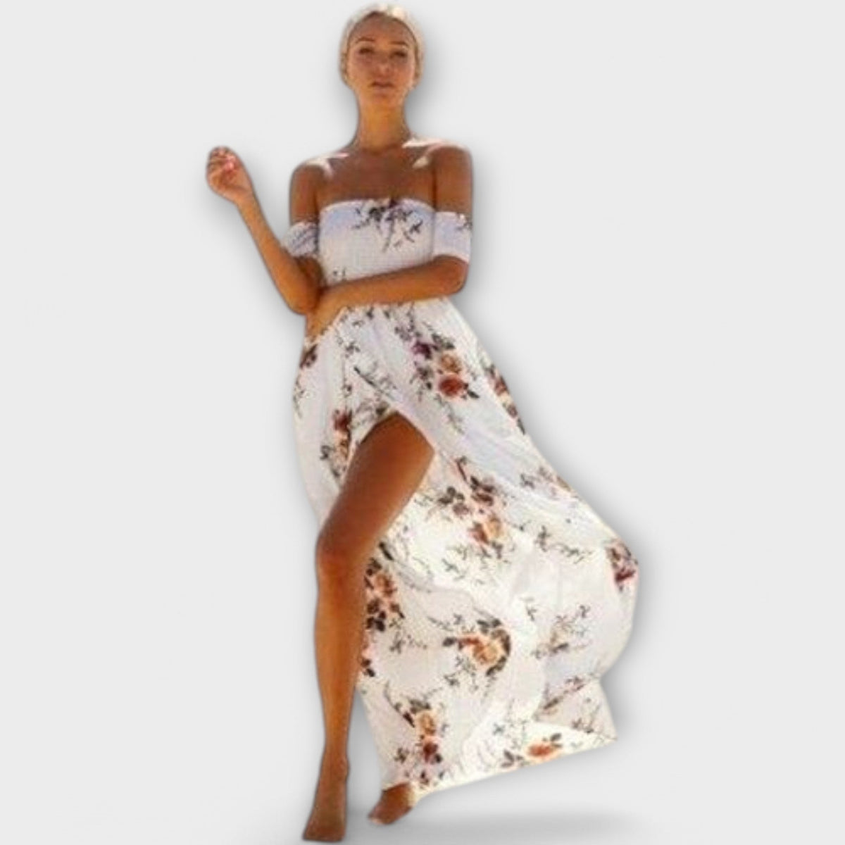 Verena - Robe Midi Bohème Blanche à Motif Floral