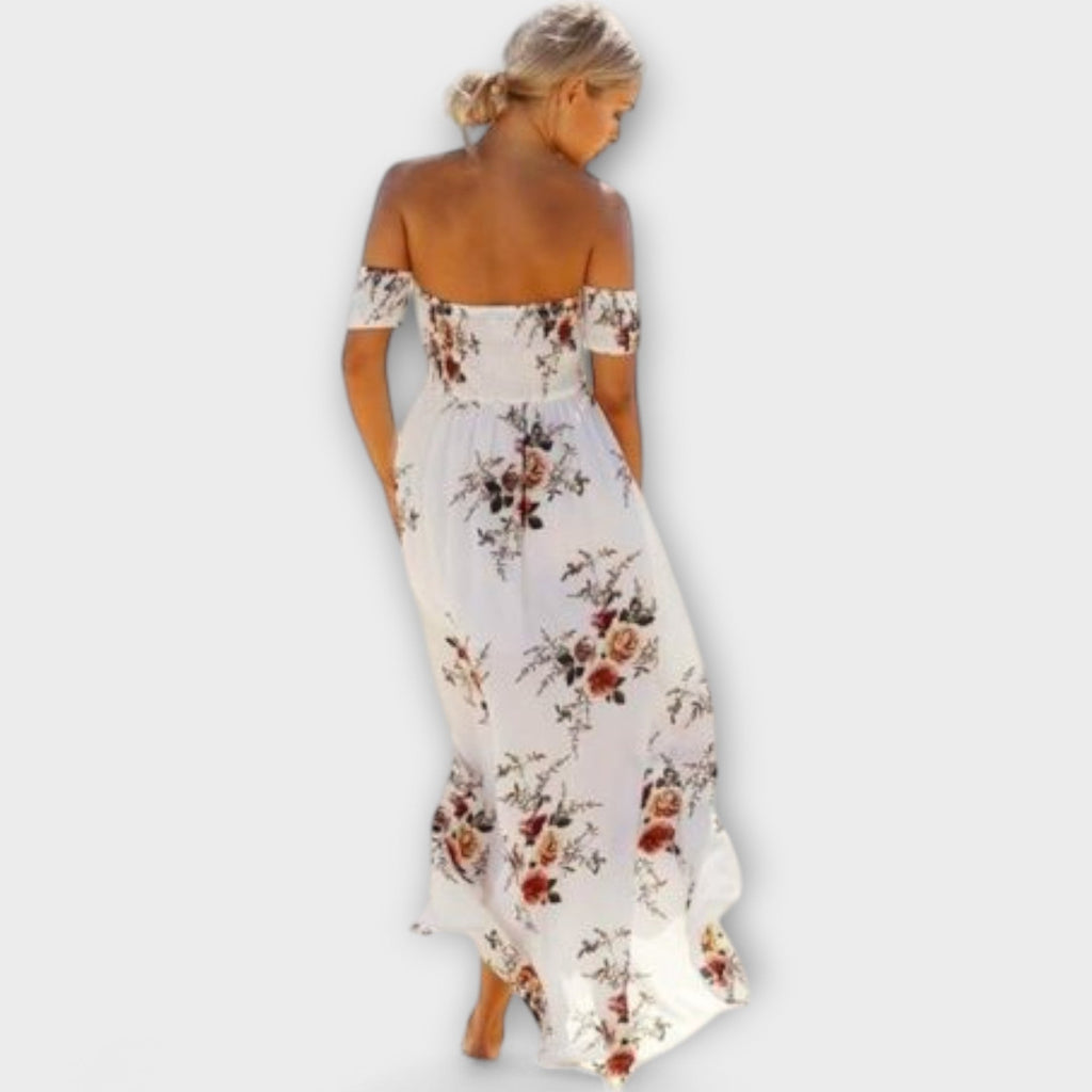Verena - Robe Midi Bohème Blanche à Motif Floral