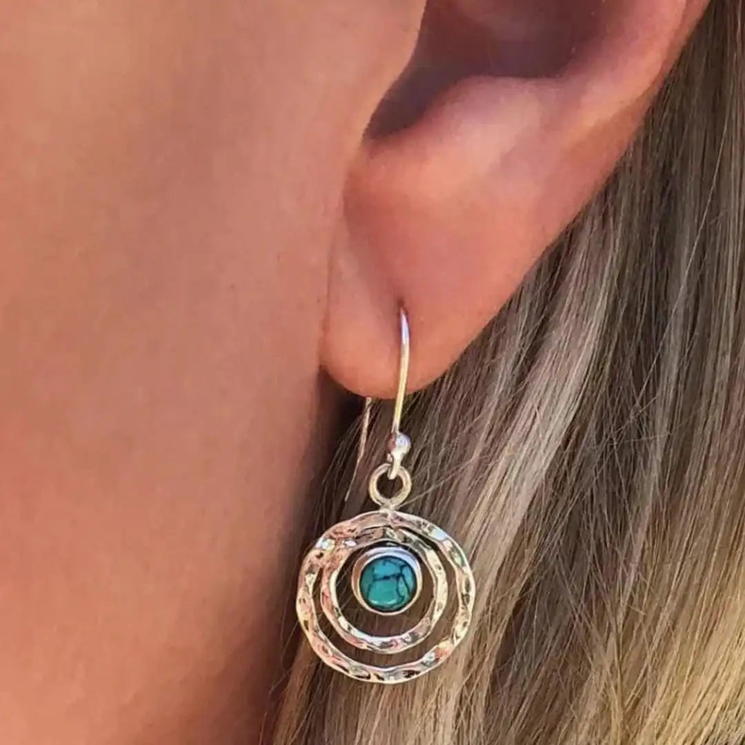 Boucles d’oreilles pendantes turquoise à anneaux