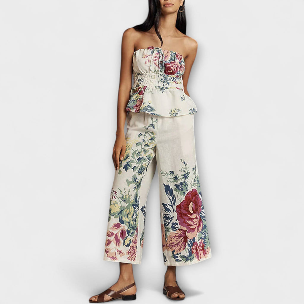 Indigo - Ensemble Crème à Motif Fleuri