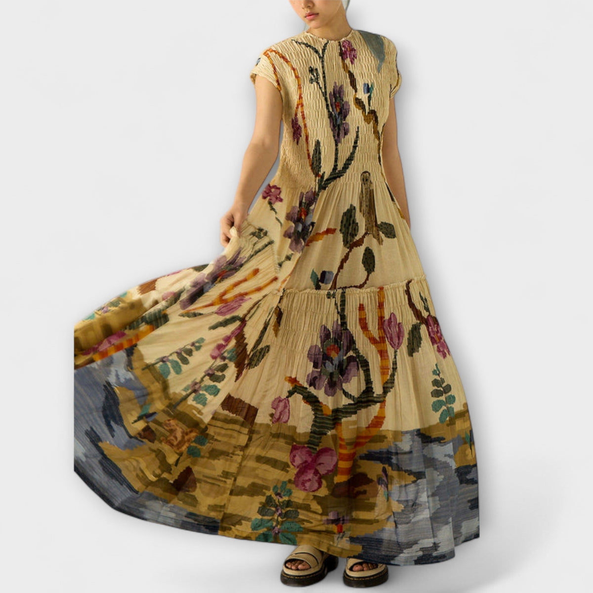 Amara - Robe Longue Plissée à Imprimé Animal