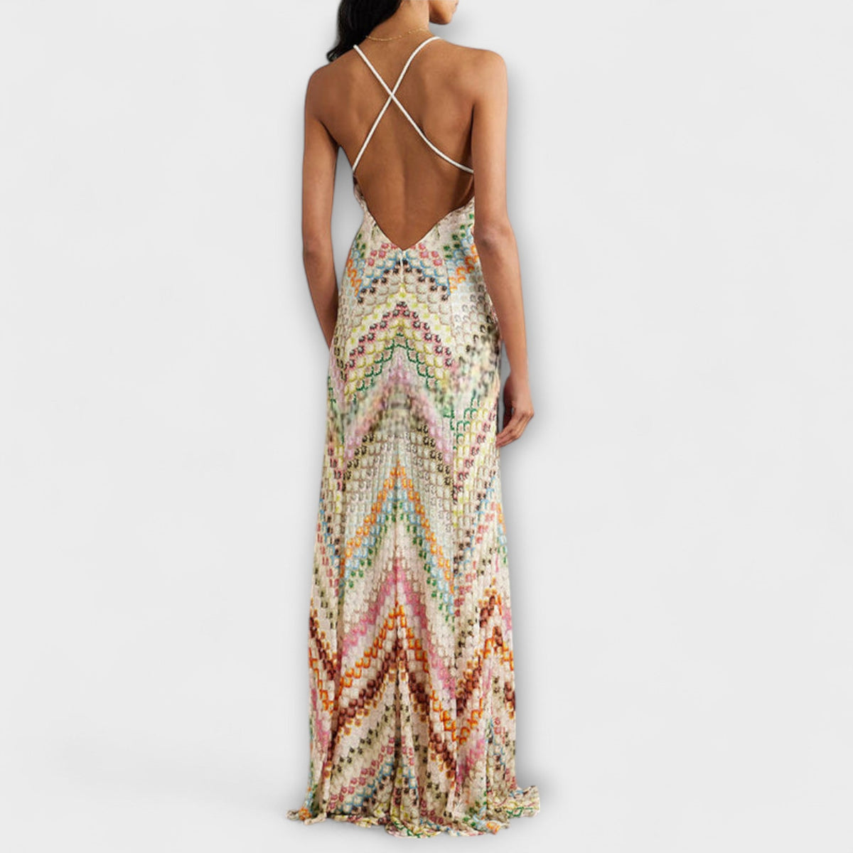 Remi - Robe Longue à Motif Chevrons Coloré