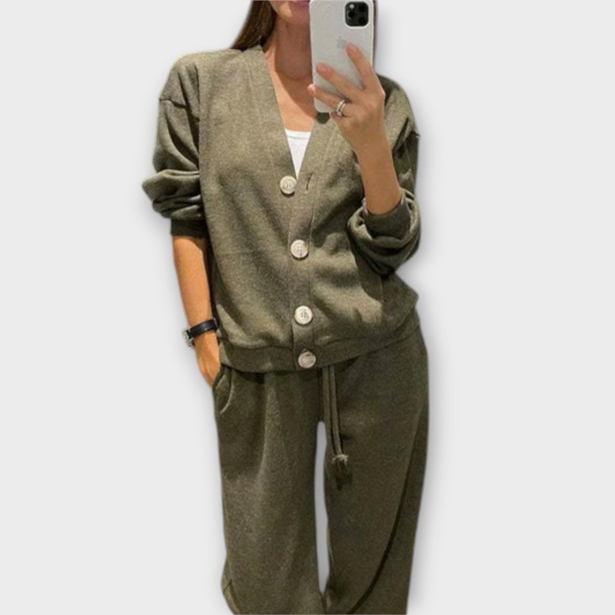 Chantal - Ensemble Noir avec Cardigan et Pantalon