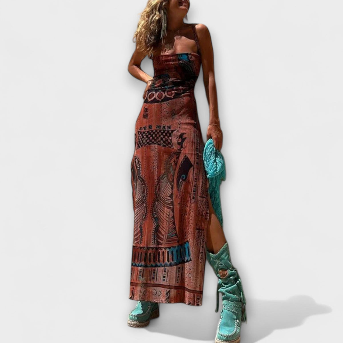 Fee - Robe Midi Marron Col Bénitier