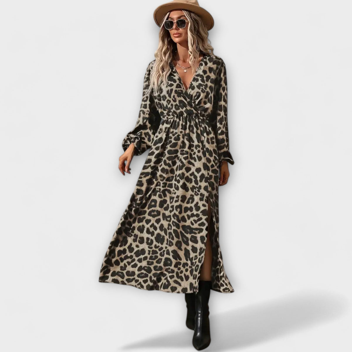 Natalie - Robe Longue à Motif Léopard