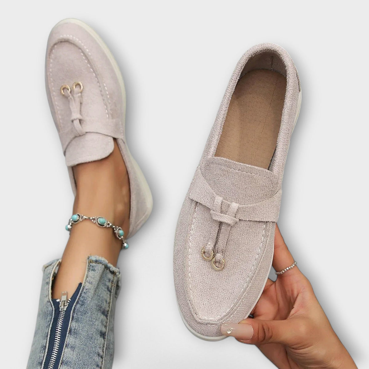 Gerlinde - Mocassins Beiges Élégants