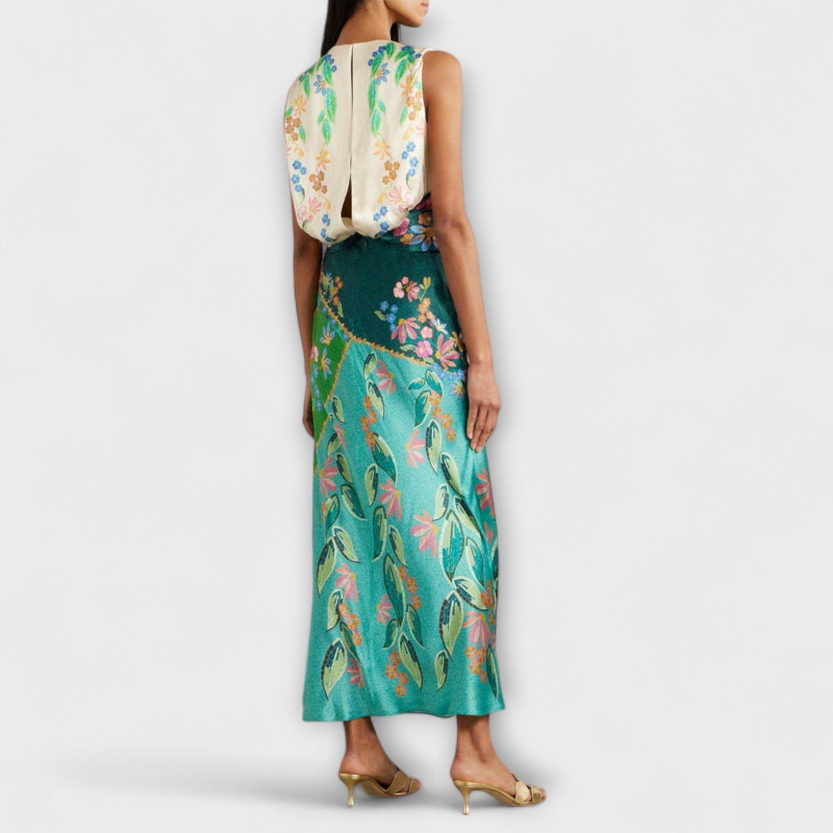 Aisling - Robe Longue Colorée Drapée à Motif Floral