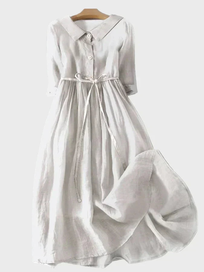 Robe Bleu Clair à Col et Ceinture