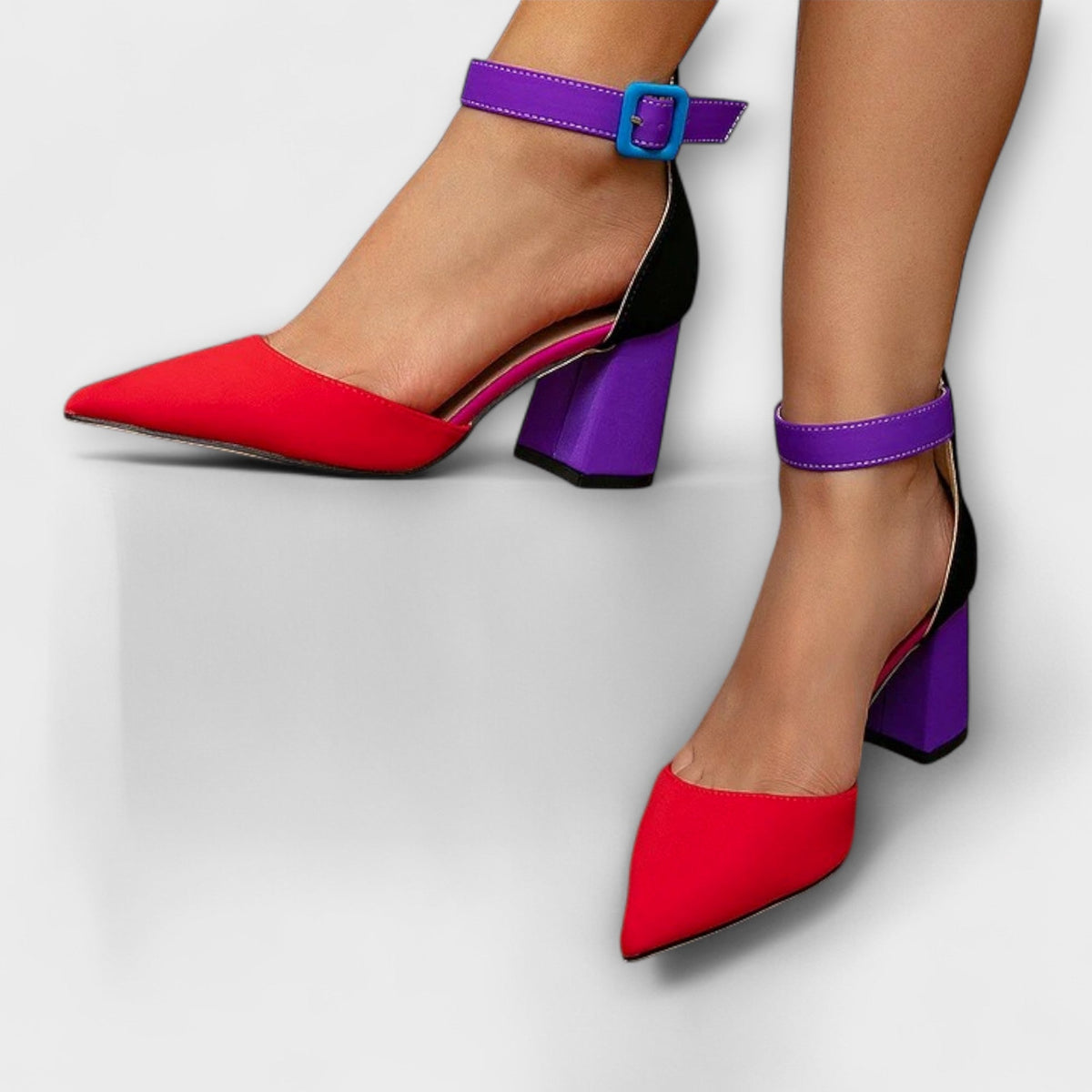 Mathilde - Slingbacks Rouges Color-Block