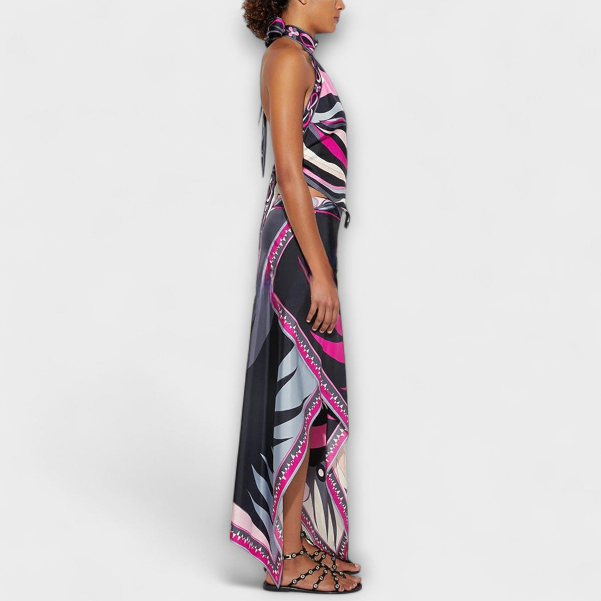 Everly - Ensemble Noir et Rose avec Top Dos-Nu
