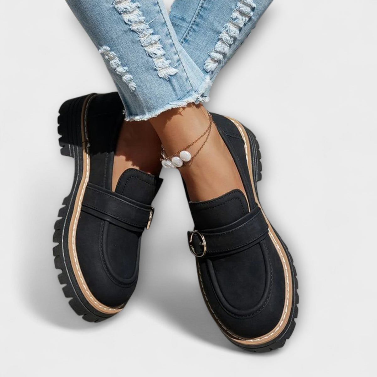 Notburga - Mocassins Plateforme Beiges