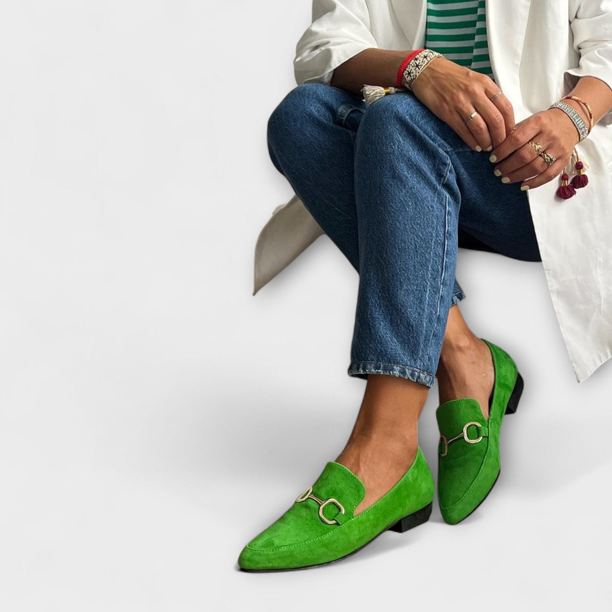 Klara - Mocassins Pointus Verts