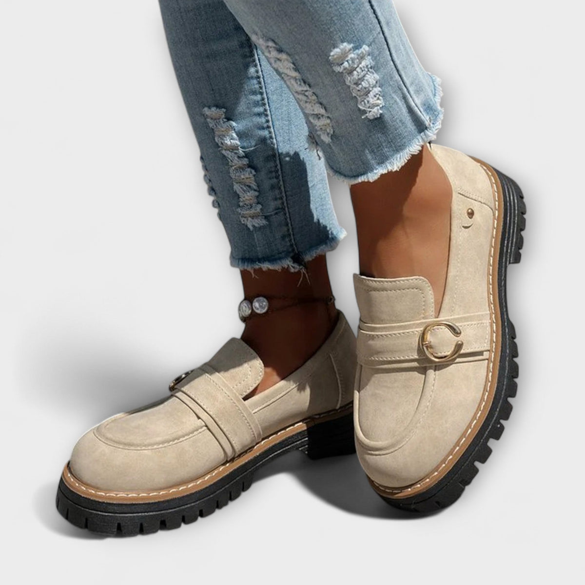 Notburga - Mocassins Plateforme Beiges